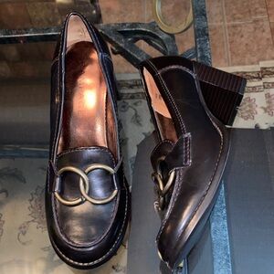 Vintage Rampage Women's Dark Brown Loafers with Gold Ring Accents